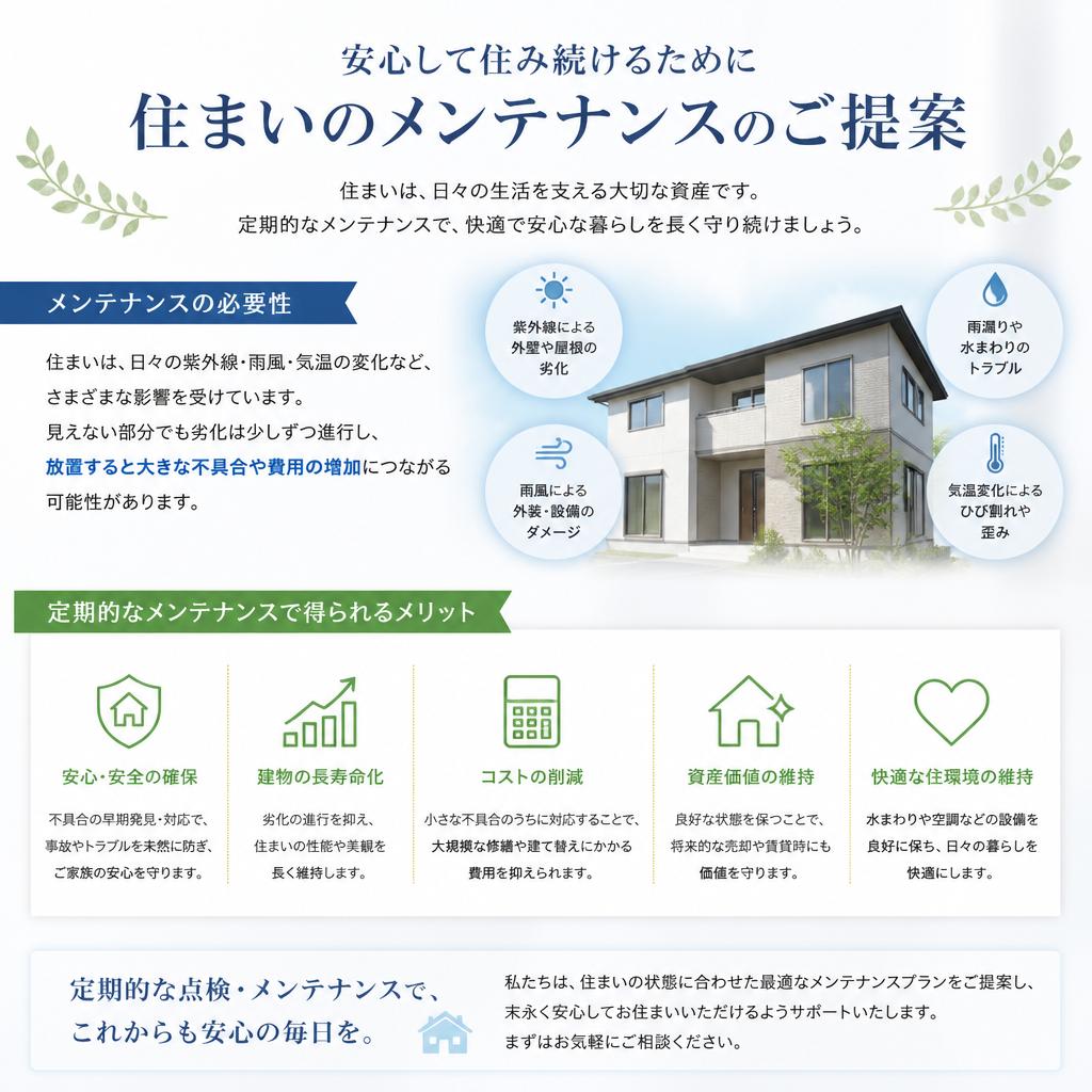 メンテナンスで長持ちする住まい