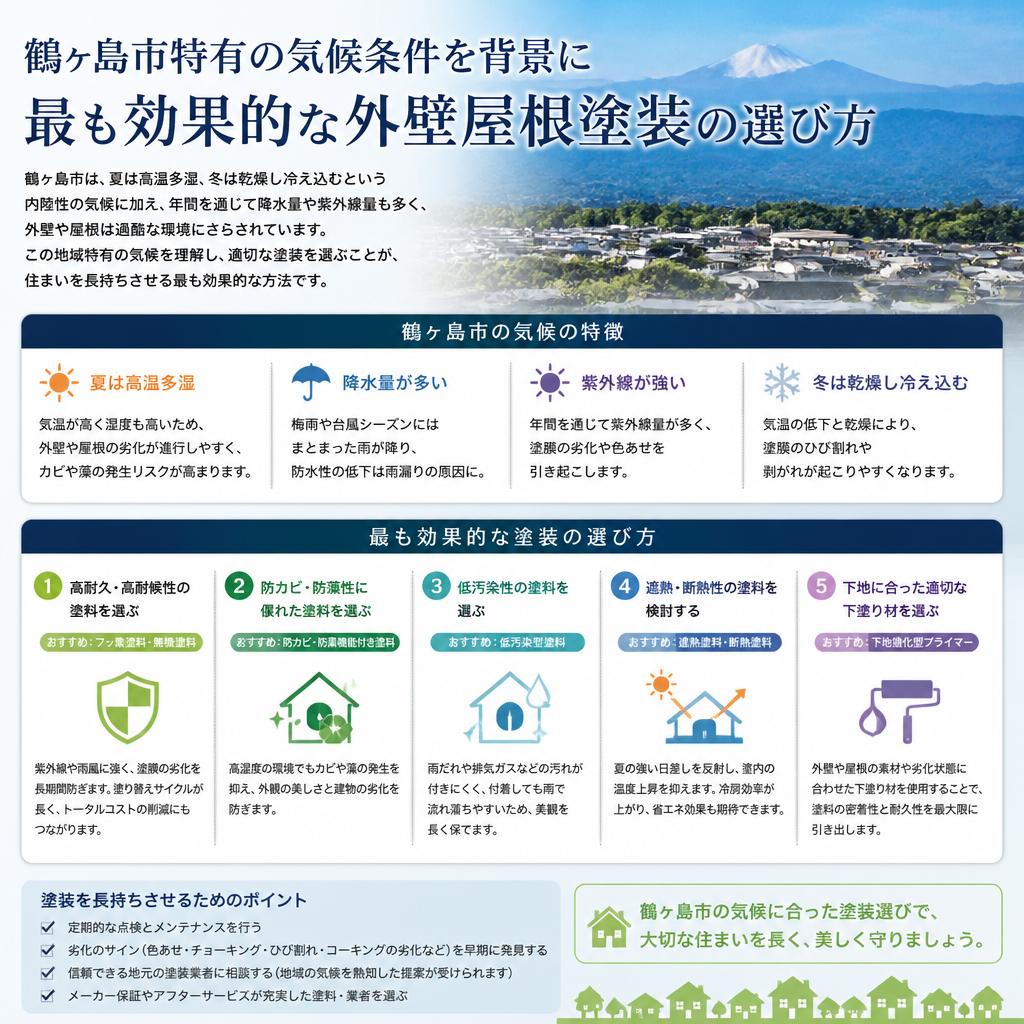 鶴ヶ島市の気候に最適な塗装方法