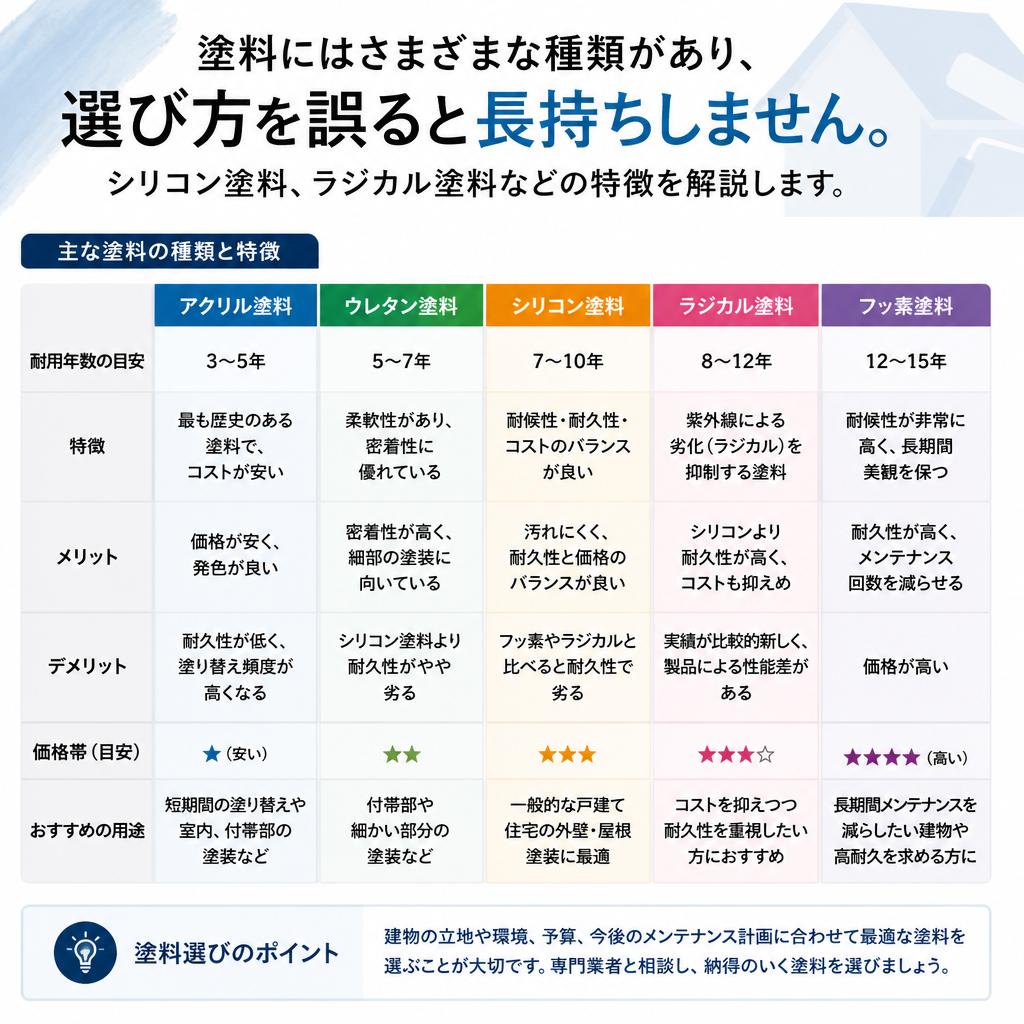 外壁塗装の選び方と種類