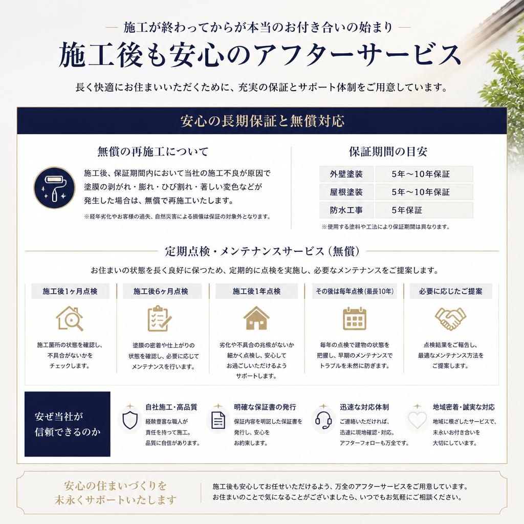 安心と信頼の施工保証