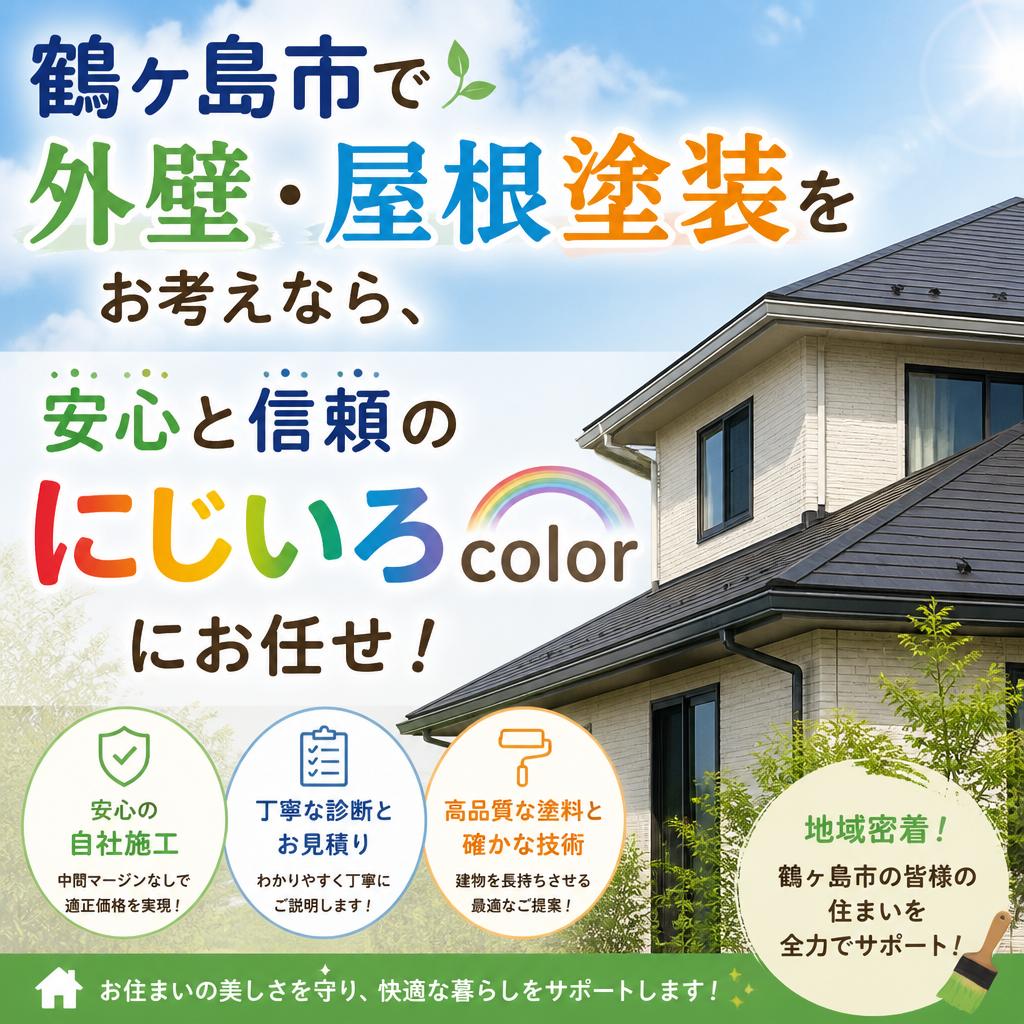 鶴ヶ島市で外壁・屋根塗装をお考えなら、安心と信頼のにじいろcolorにお任せ！
