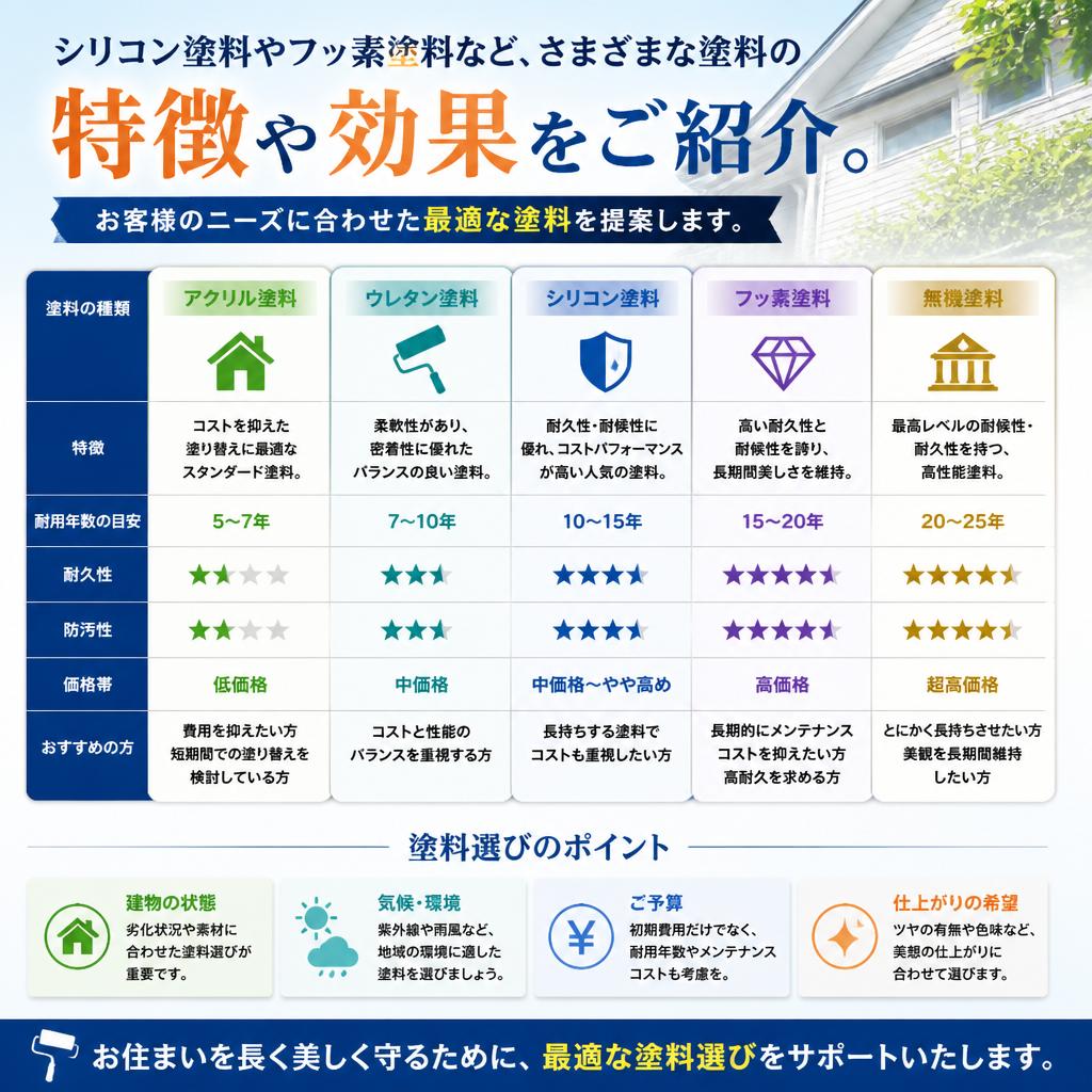 使用する塗料の種類