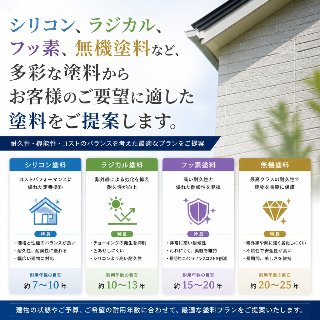 選べる多彩な塗料