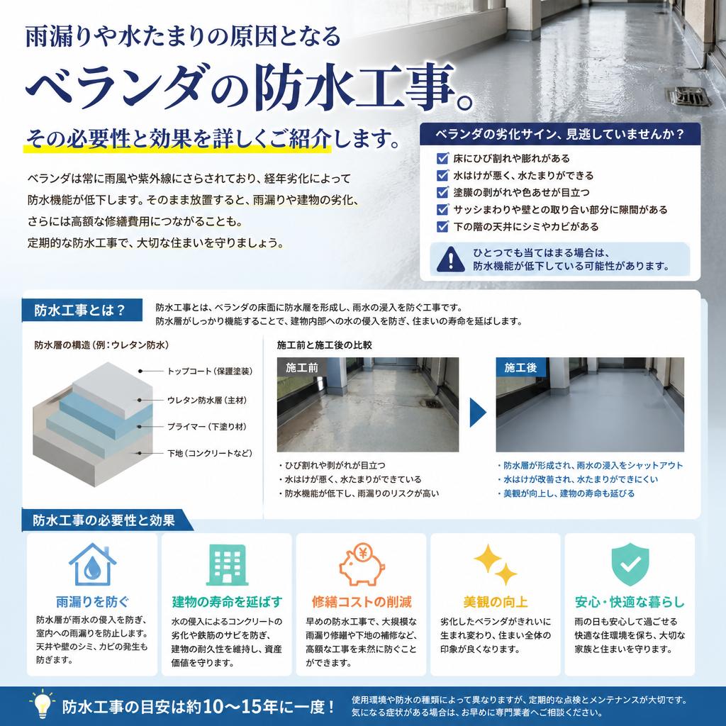 ベランダの防水サービスの必要性