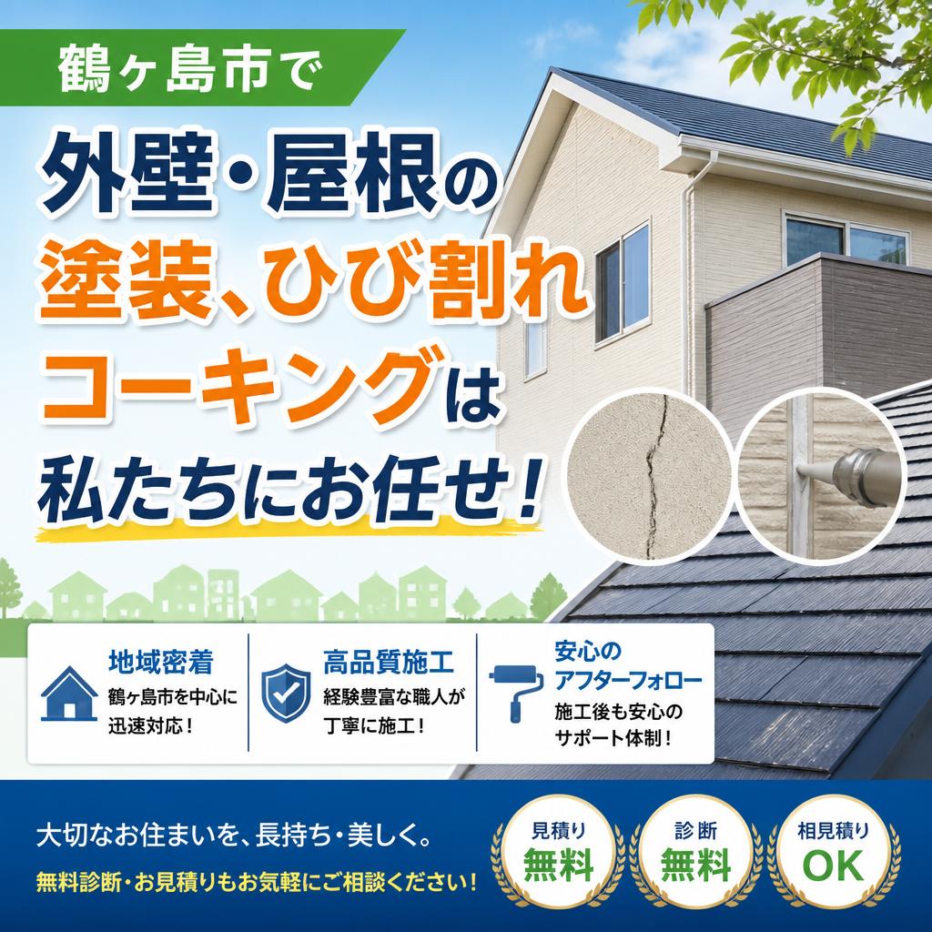 鶴ヶ島市で外壁・屋根の塗装、ひび割れコーキングは私たちにお任せ！