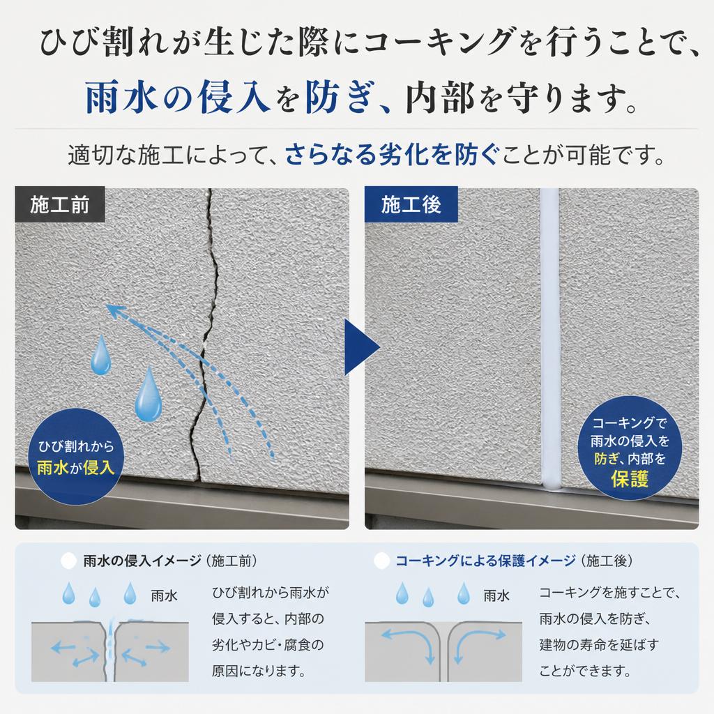 ひび割れとコーキングの重要性
