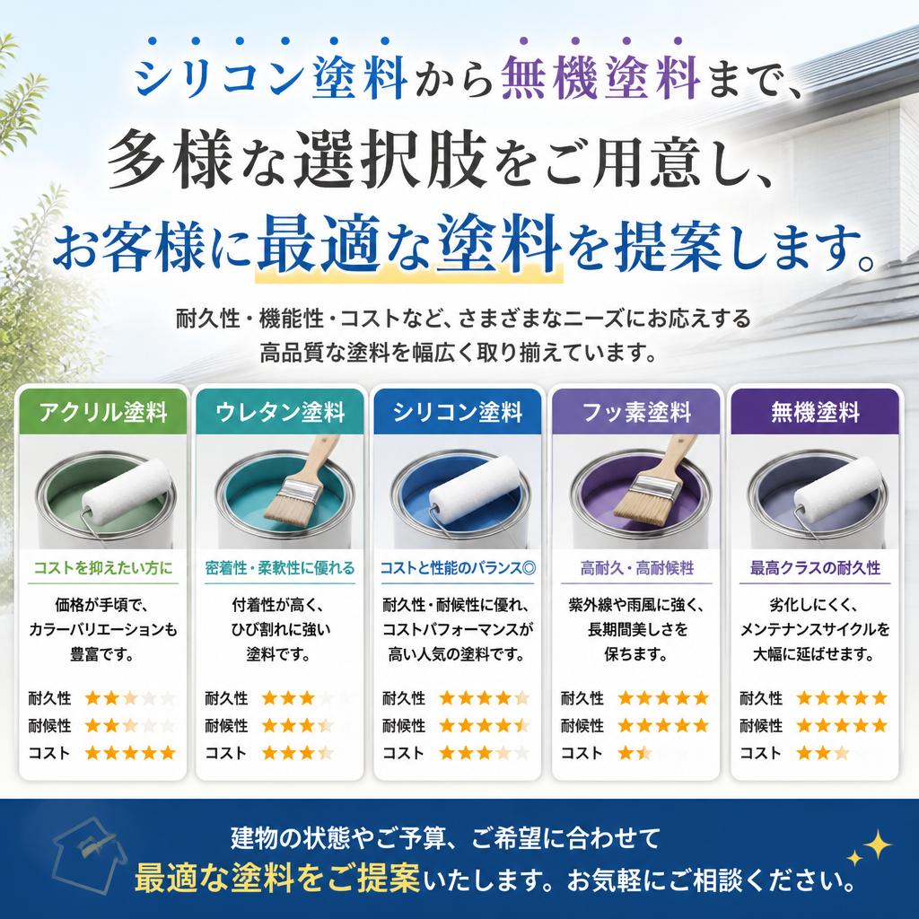 選べる塗料の種類と特徴