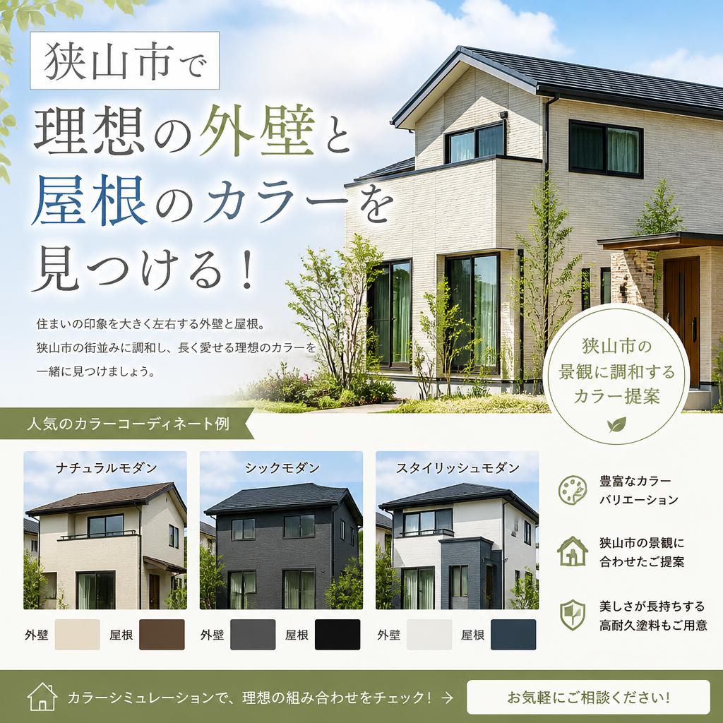 狭山市で理想の外壁と屋根のカラーを見つける！