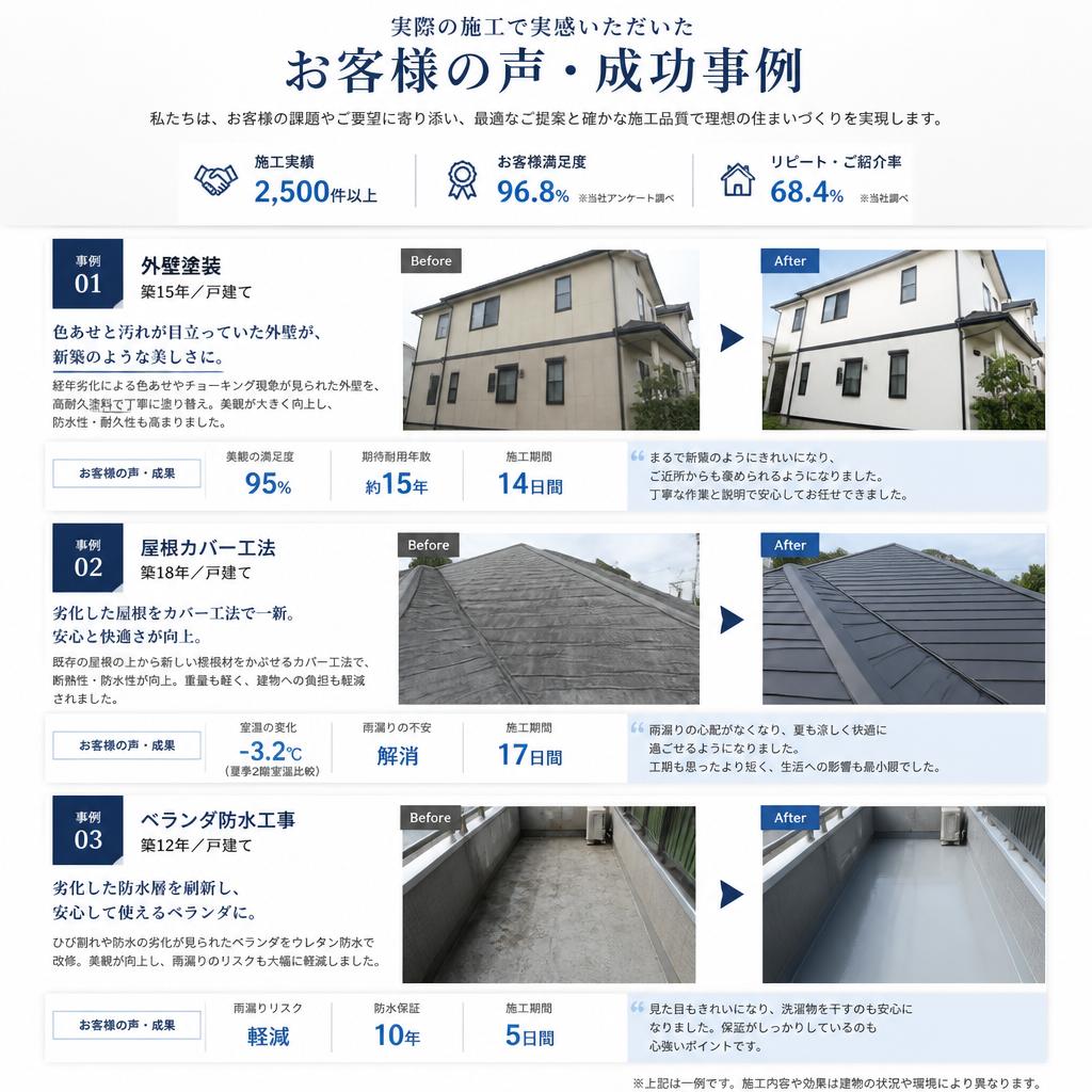 お客様の声と施工事例