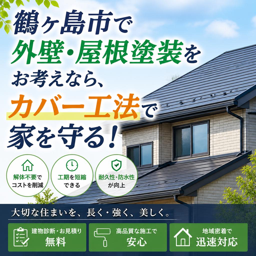鶴ヶ島市で外壁・屋根塗装をお考えなら、カバー工法で家を守る！