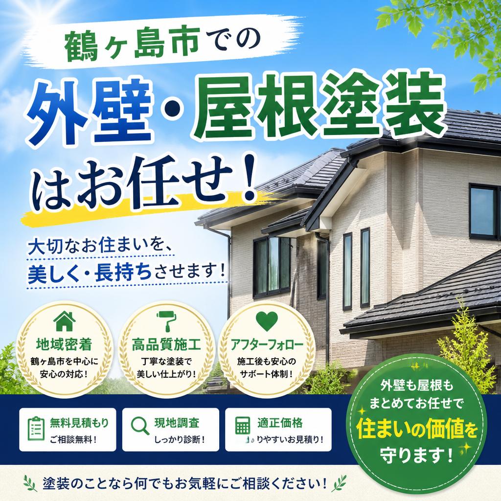 鶴ヶ島市での外壁・屋根塗装はお任せ！