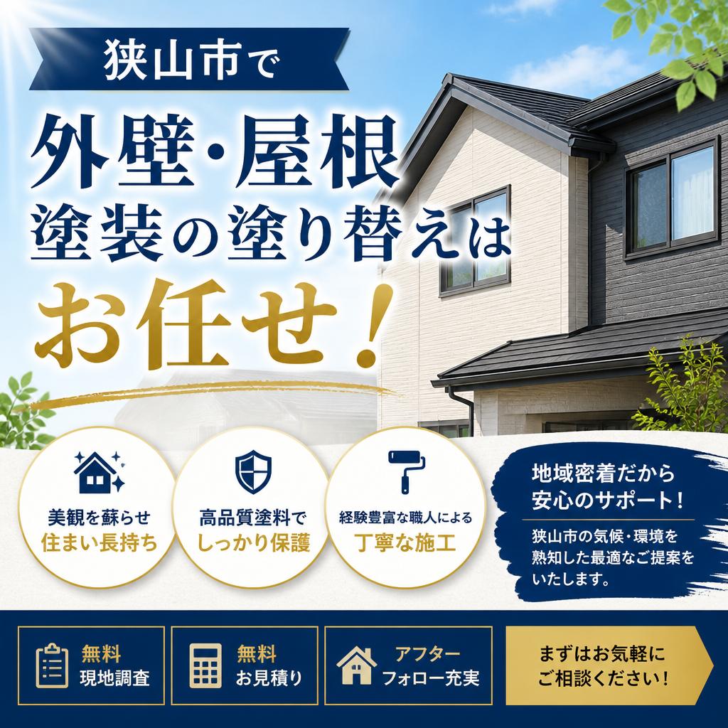 狭山市で外壁・屋根塗装の塗り替えはお任せ！