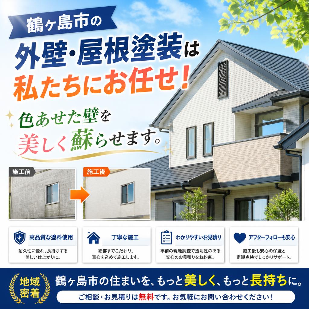 鶴ヶ島市の外壁・屋根塗装は私たちにお任せ！色あせた壁を美しく蘇らせます。