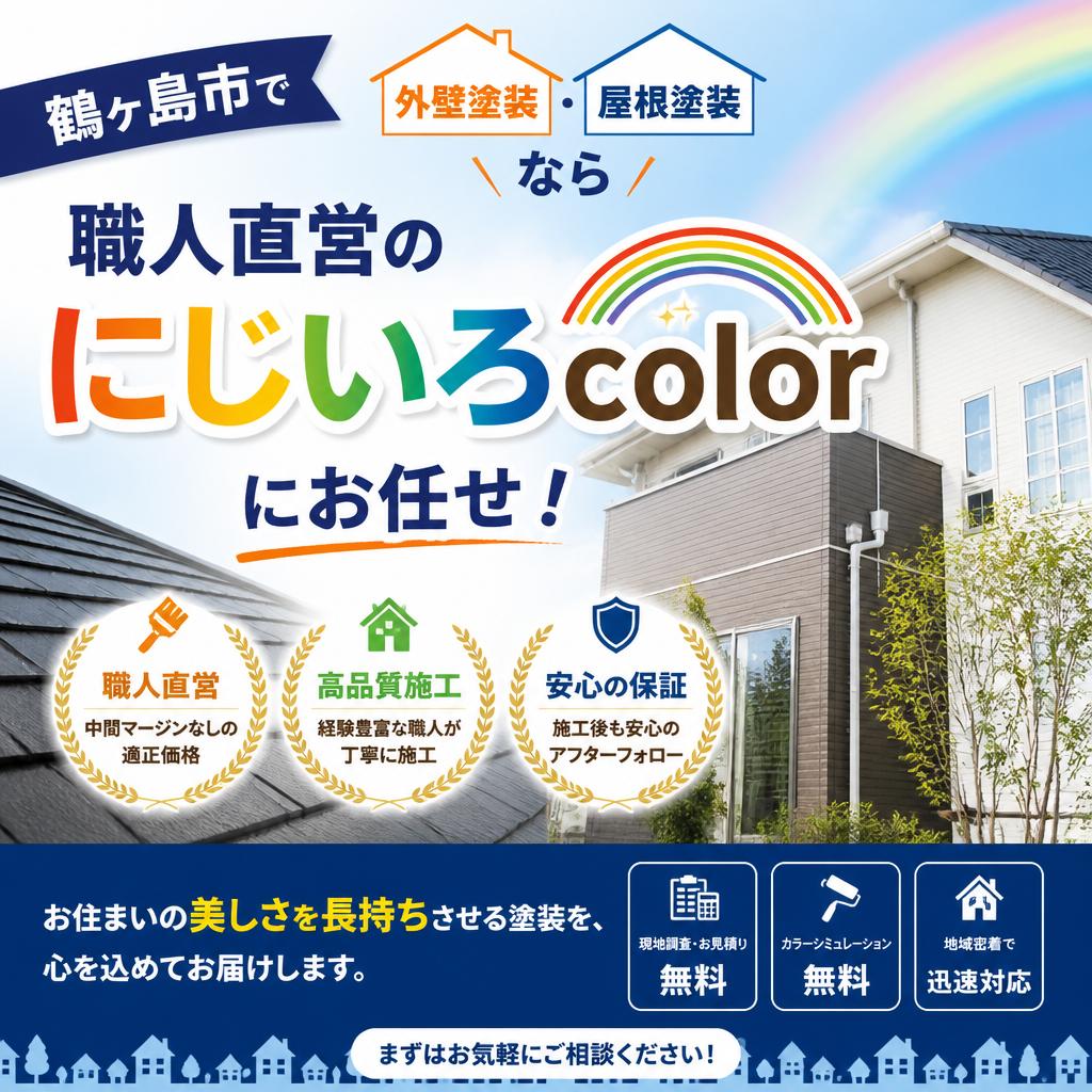 鶴ヶ島市で外壁・屋根塗装なら職人直営のにじいろcolorにお任せ！