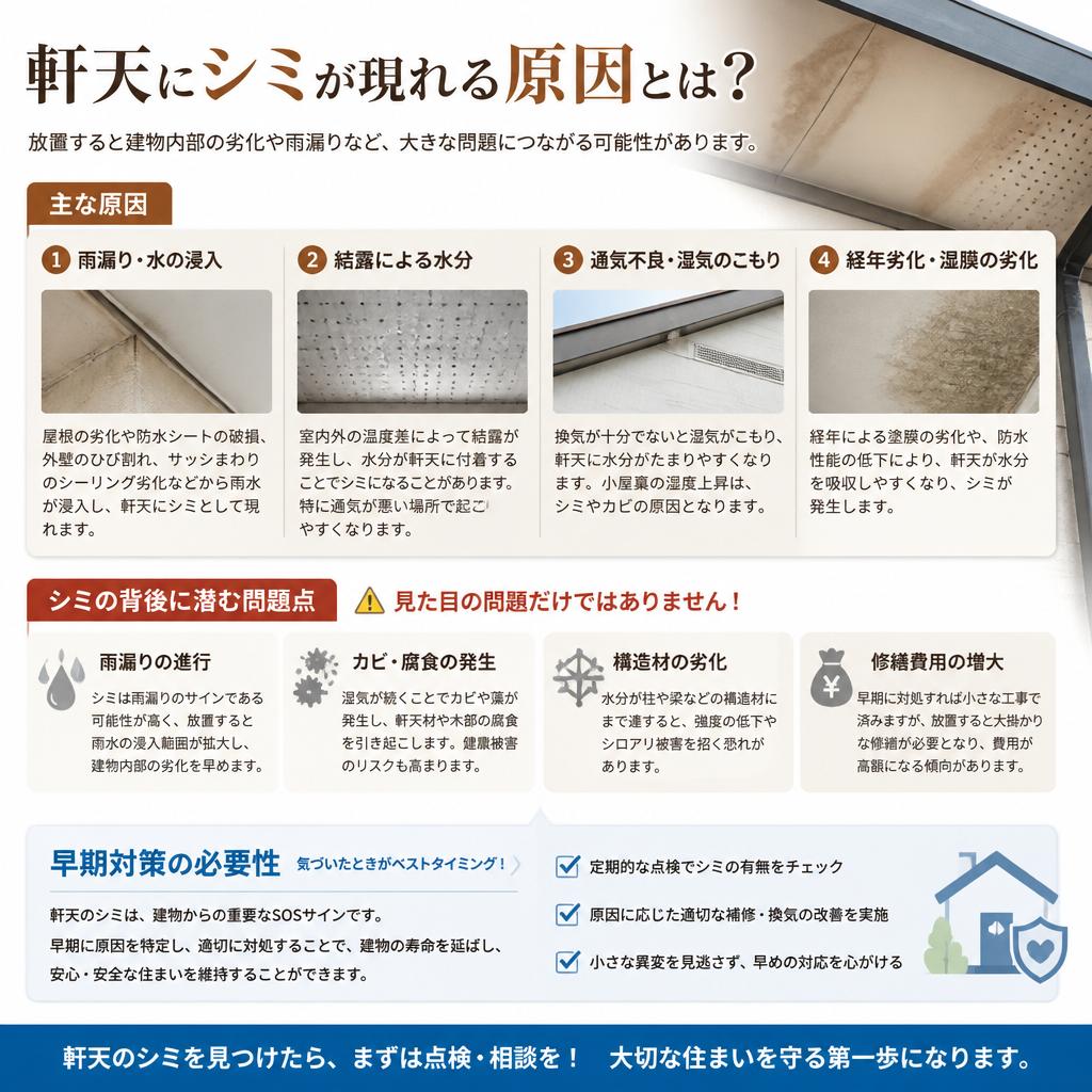 軒天のシミの原因とは？