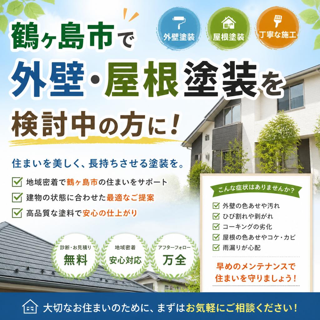 鶴ヶ島市で外壁・屋根塗装を検討中の方に！